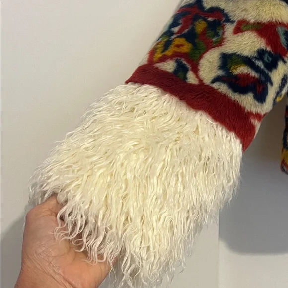 VENUS Multicolor Faux Fur Jacket with White Collar - Picture 3 of 5